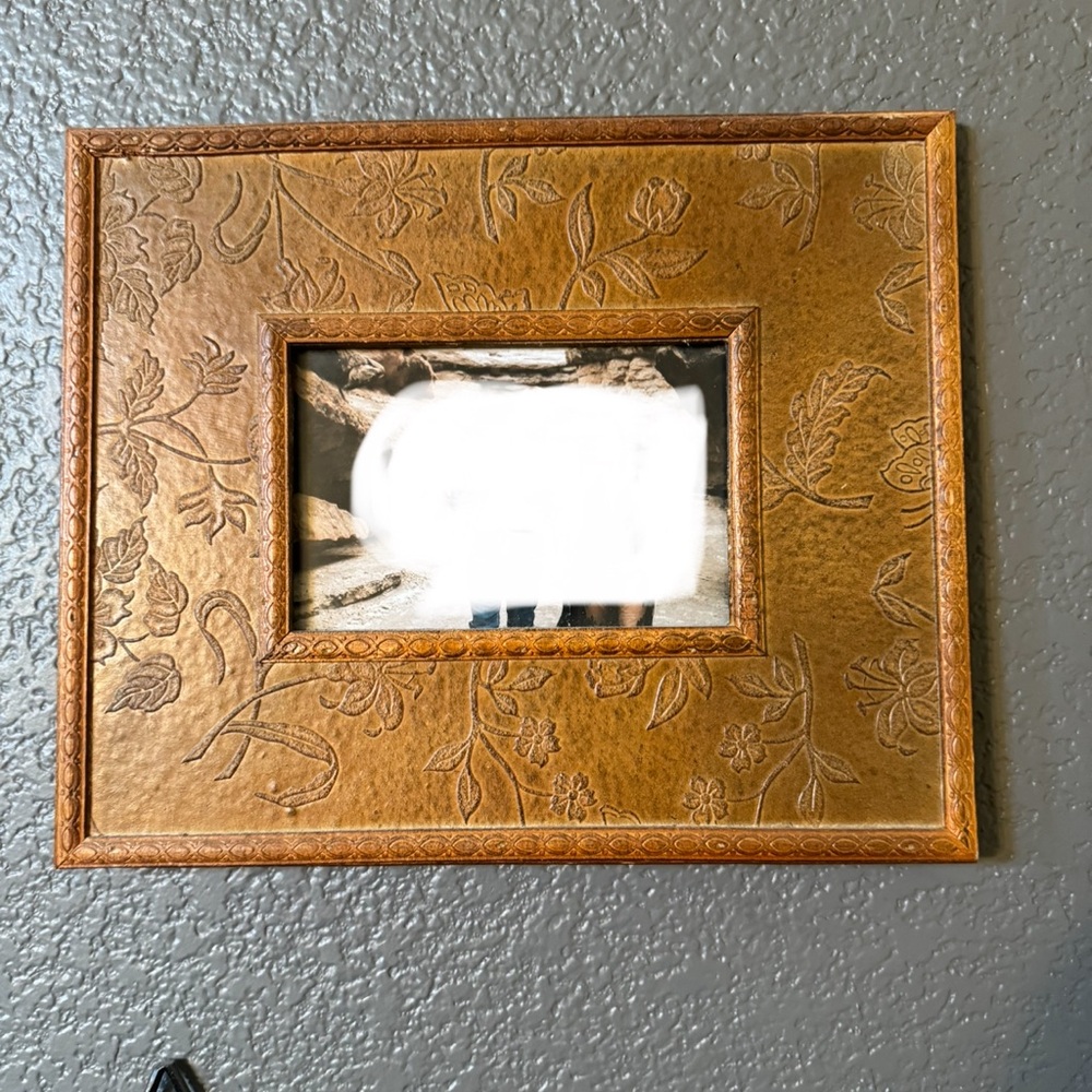 Tooled leather picture frame